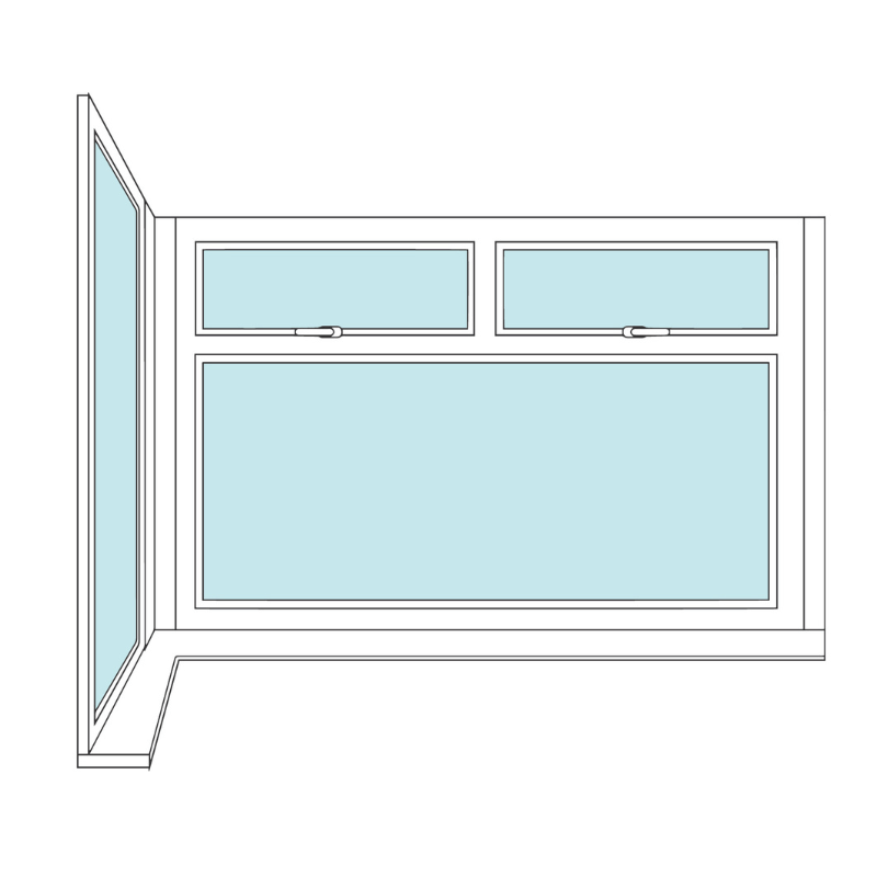 Diagram showing how to measure a bay window for shutters guide