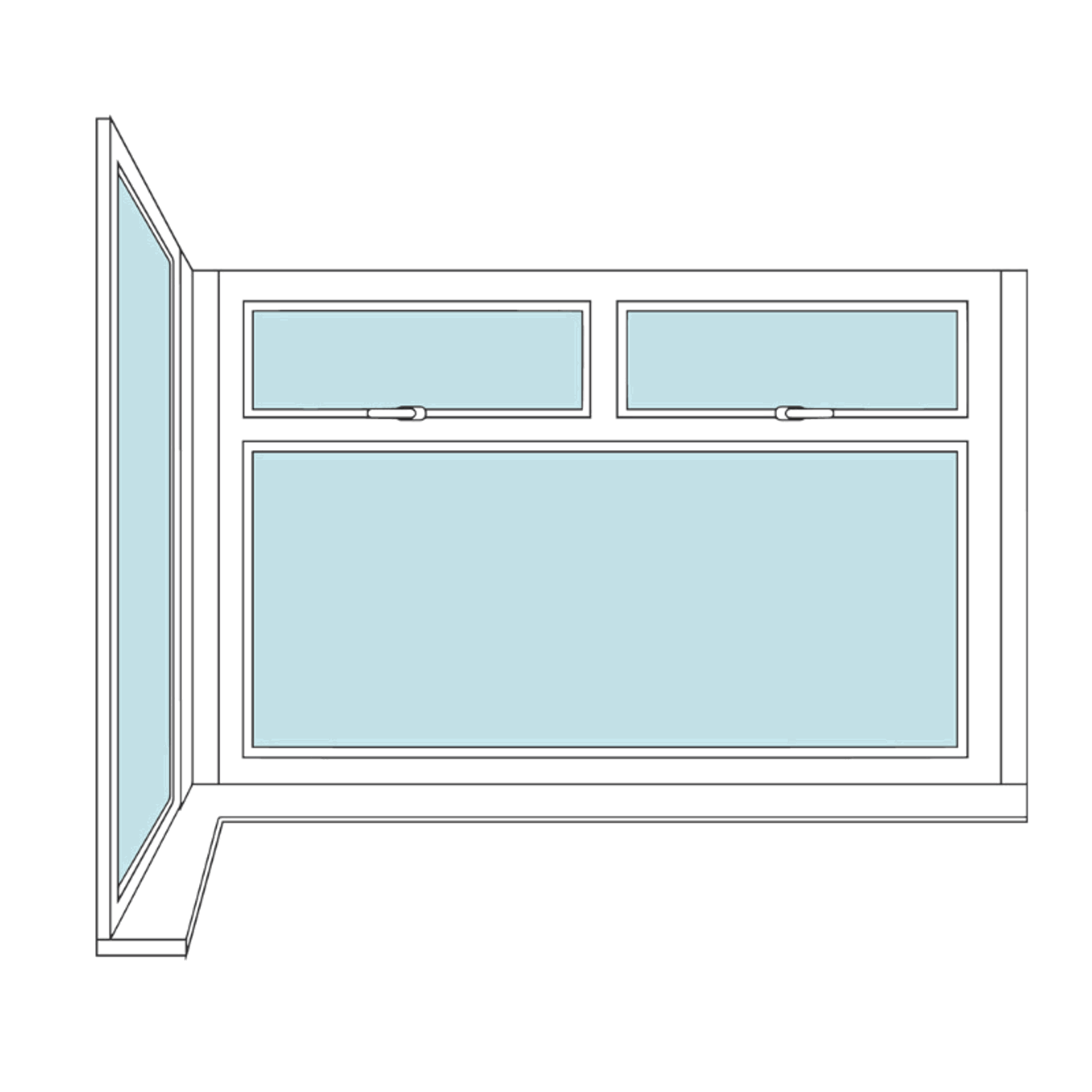 Diagram showing how to measure a bay window for shutters guide
