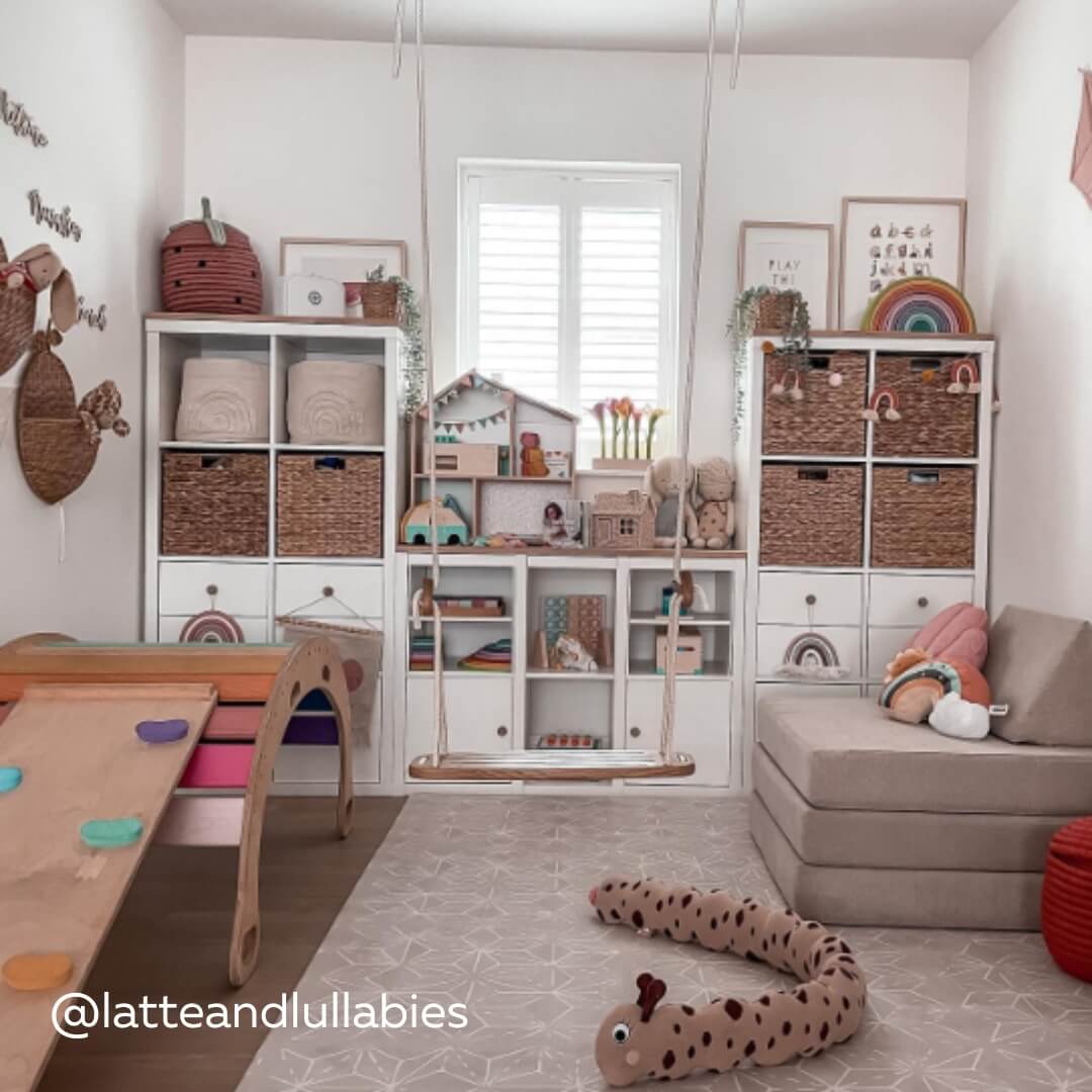 White Full Height Shutters in a modern styled children's playroom